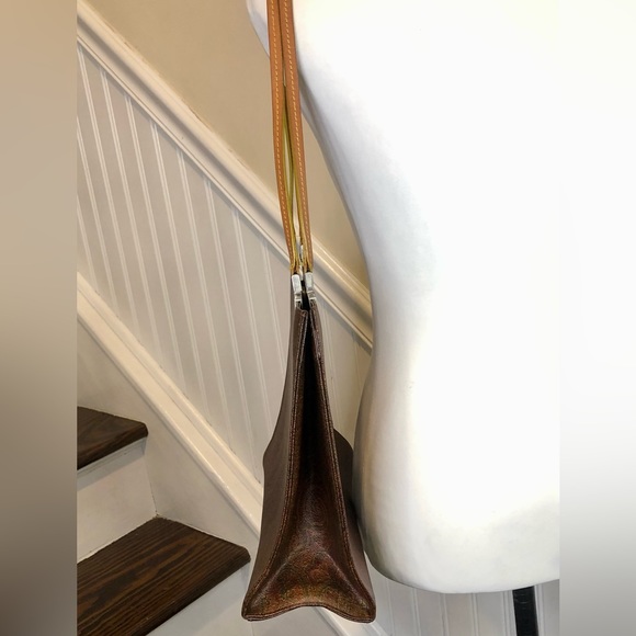 W ETRO Red Paisley Vachetta Leather Two Strap Snap Tote Shopper Shoulder Bag - Picture 5 of 17